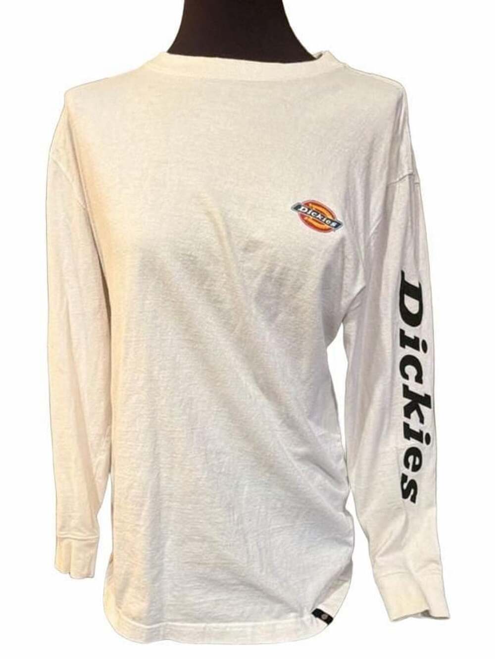 Dickies Long Sleeve Logo Graphic T-Shirt Size M White Cotton